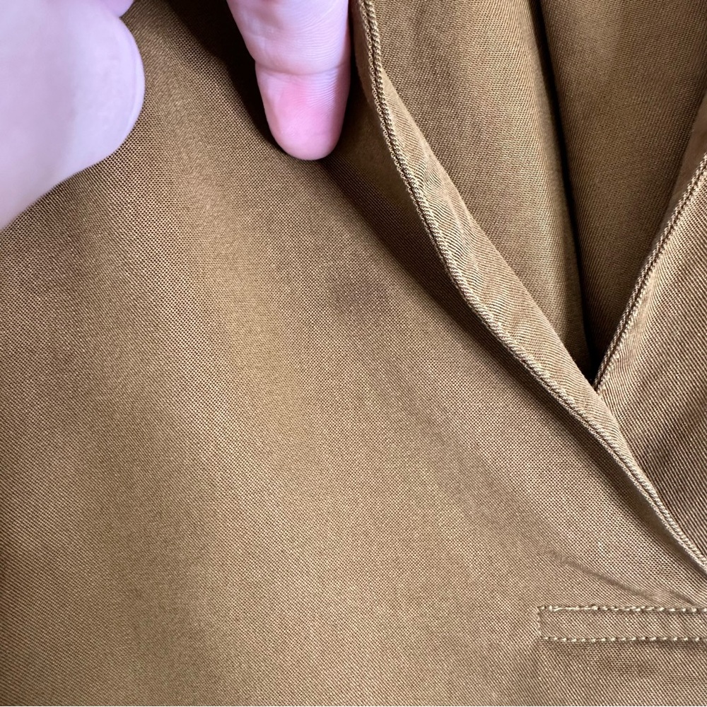 Garnet Hill Tan Popover Blouse V neck 12 - Picture 5 of 8